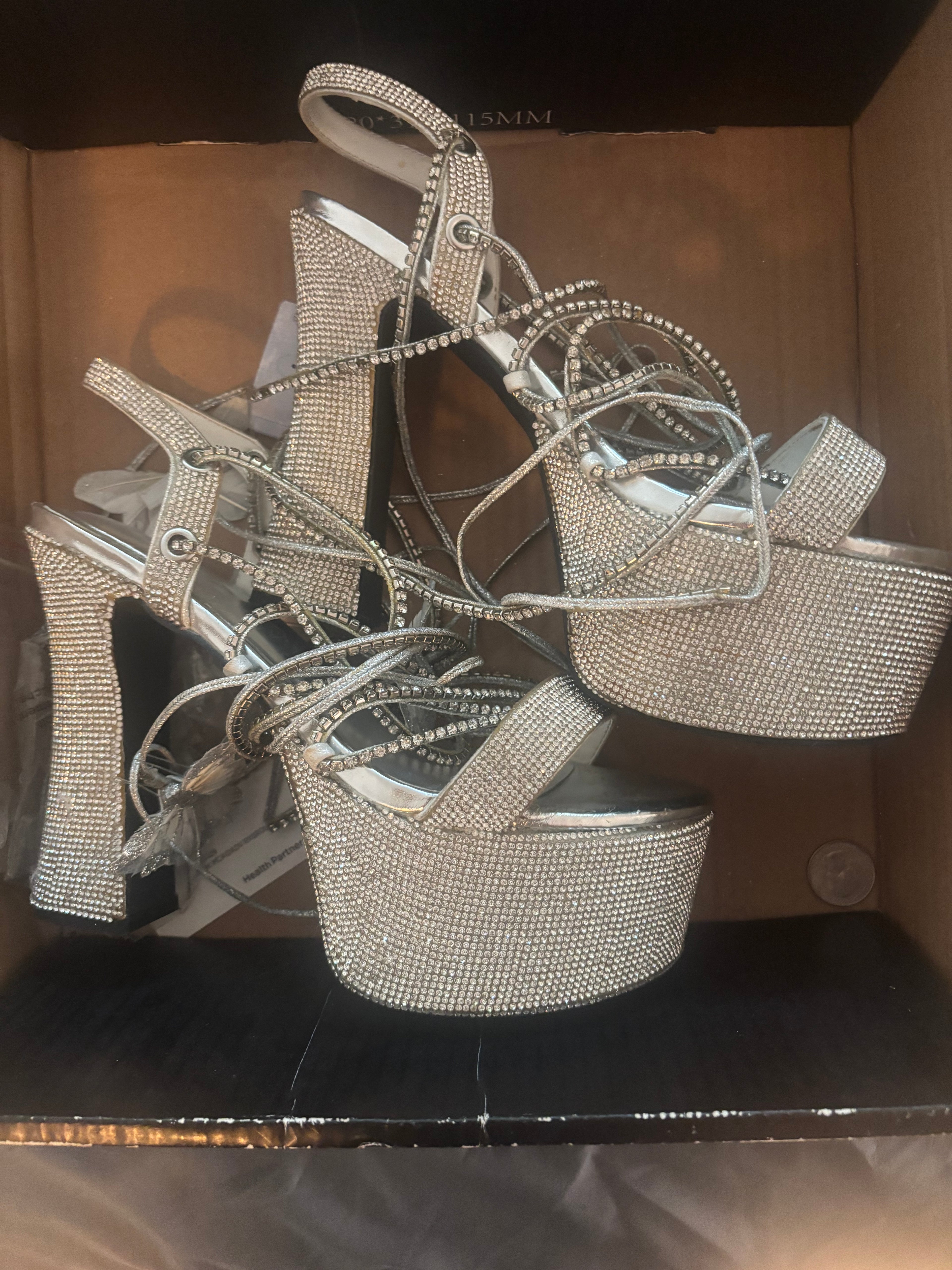 Brand new never worn rhinestone platform butterfly